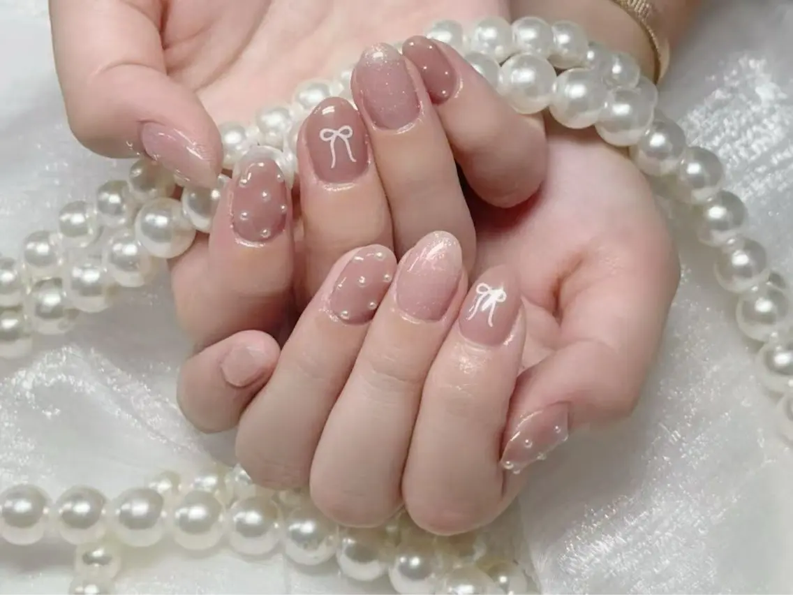 ネイル アートネイル クリアネイル 成人式 長さ出し フラッシュネイル かすみ ✨のネイルデザイン