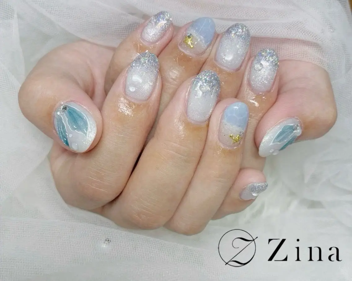 ミディアム ハンドネイル 自爪育成/zina/ KIMIのネイルデザイン