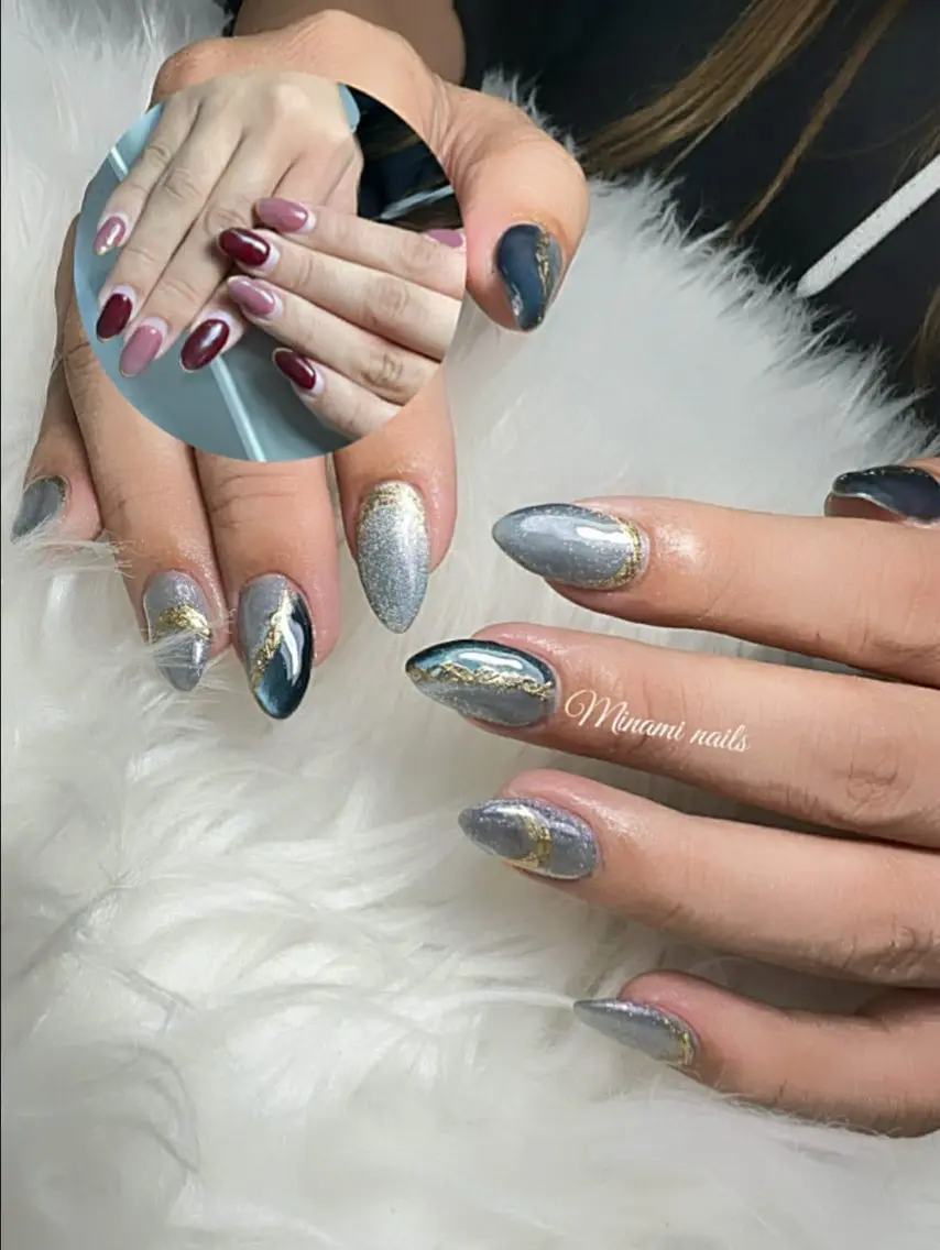 ネイル アートネイル オーロラネイル ガーリー キラキラネイル 韓国ネイル Minami Nailsのネイルデザイン