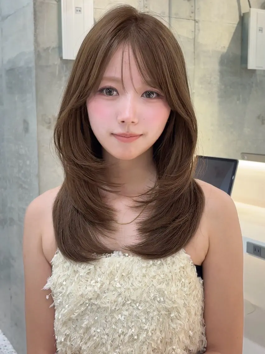 ミディアム ヘアカラー トリートメント 🎀ダブルカラー/ 透明感カラー/翼🎀のヘアスタイル