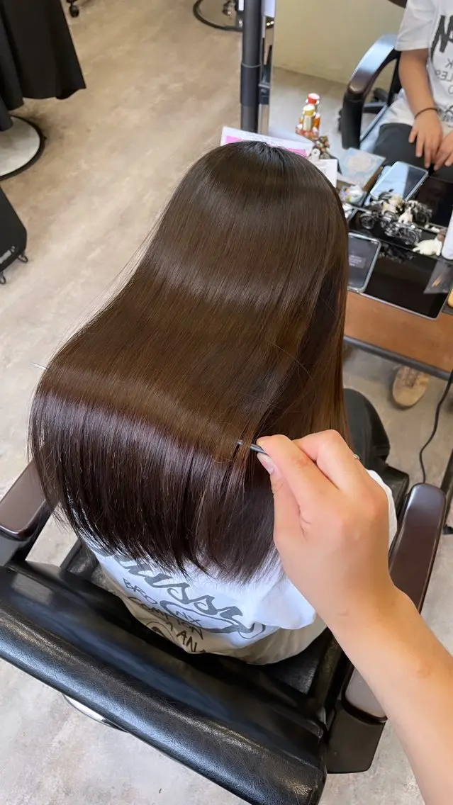 ロング カラー パーマ カット 縮毛矯正 トリートメント RIKU 髪質改善/縮毛矯正のヘアスタイル