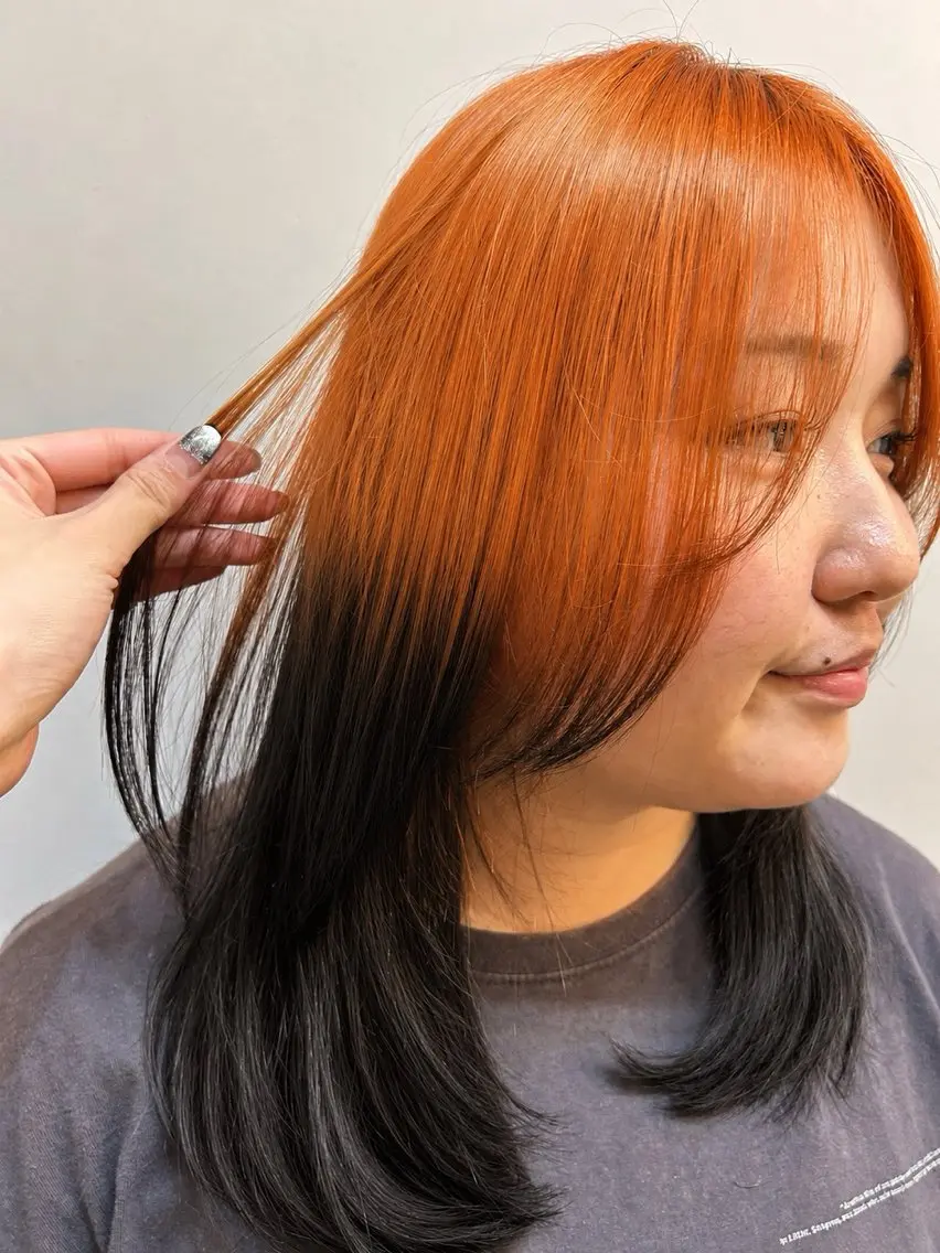 セミロング カラー ダブルカラー ヘアカラー トリートメント Hina /天神美容室のヘアスタイル
