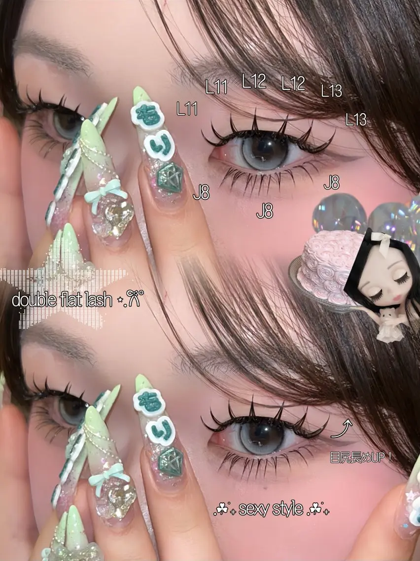 【上下エクステ】フラット100本/ダブル140本75束+500💖下マツエク40-50本🪽の写真