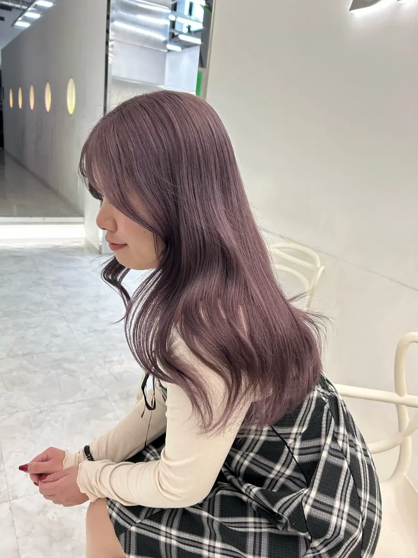 セミロング ヘアカラー トリートメント 淡色ラベンダー♡ ニーナ🎀🦙のヘアスタイル