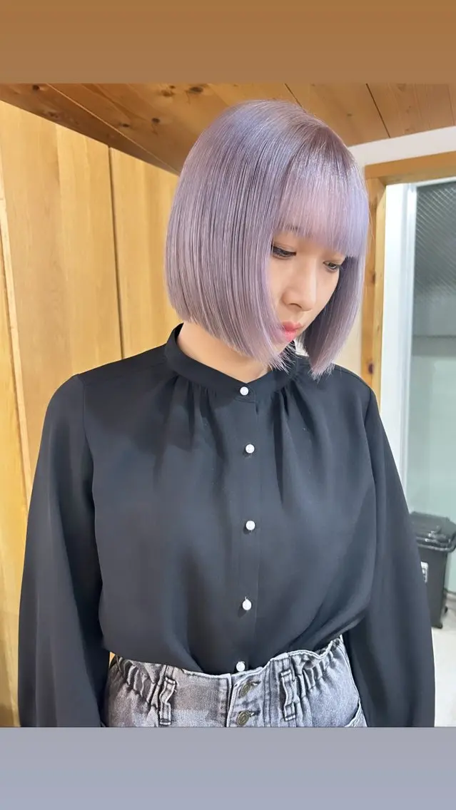 ショート カラー メンズ ラベンダーカラー カット ヘアカラー トリートメント 🧸艶々韓国ヘア 🧁mizunaのヘアスタイル