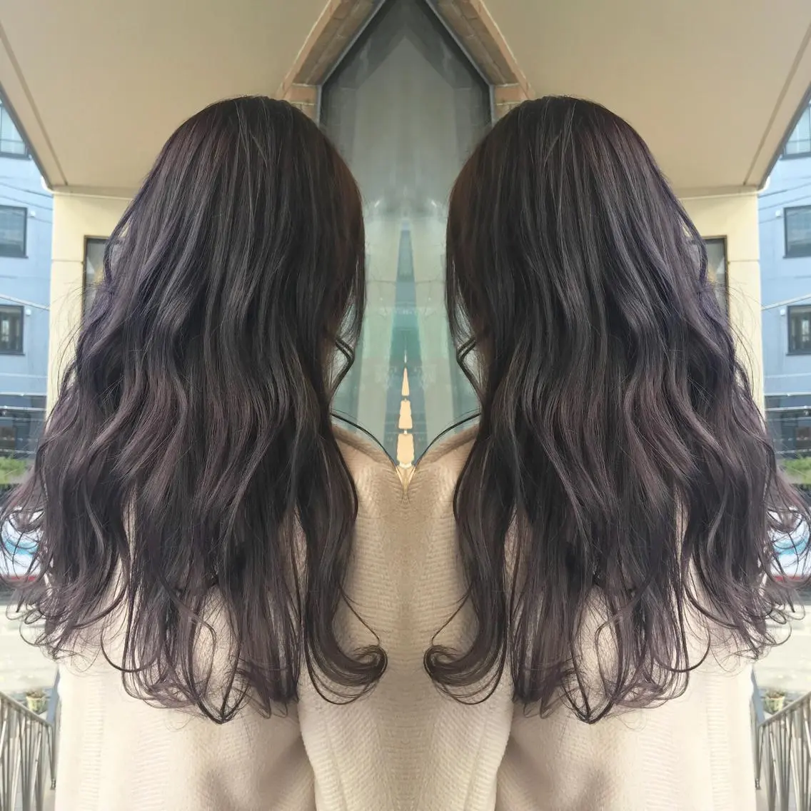 ロング カラー パーマ ヘアアレンジ メンズ キッズ ネイル マツエク・マツパ パープルカラー パープル サロンドミルク 渋谷高比良のヘアスタイル