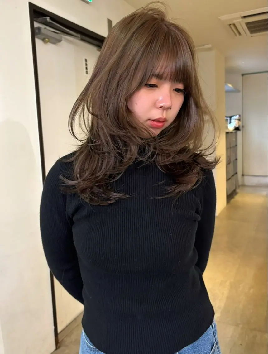 セミロング カラー ブリーチ ダブルカラー ブリーチなしカラー くびれヘア カット ヘアカラー mizuki/ピンク ベージュ.レイヤーのヘアスタイル