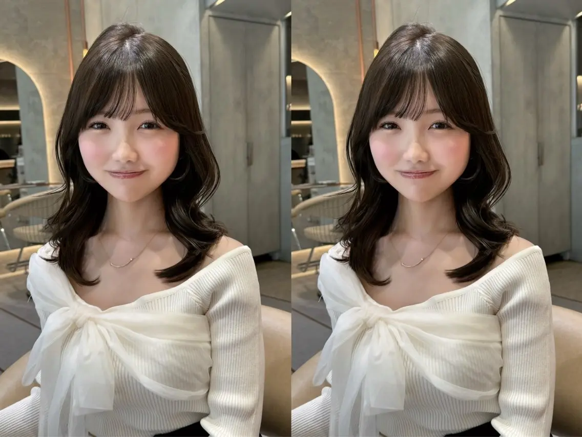 セミロング くびれヘア 伸ばしかけ 韓国風ヘア レイヤーカット 小顔カット レイヤーモデル募集 🍀KOSEI🍀のヘアスタイル