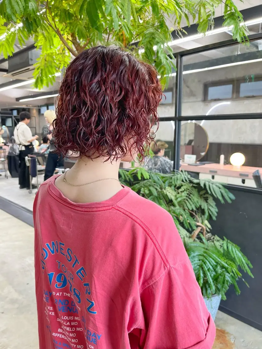 ミディアム カラー パーマ カット ヘアカラー パーマ 小木曽智美 /ボブ/ショートのヘアスタイル