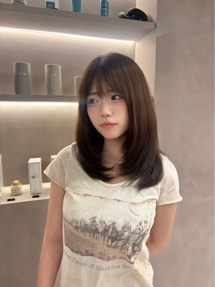 ミディアム カラー ヘアカラー ミナ 𖤐 ̖́-のヘアスタイル
