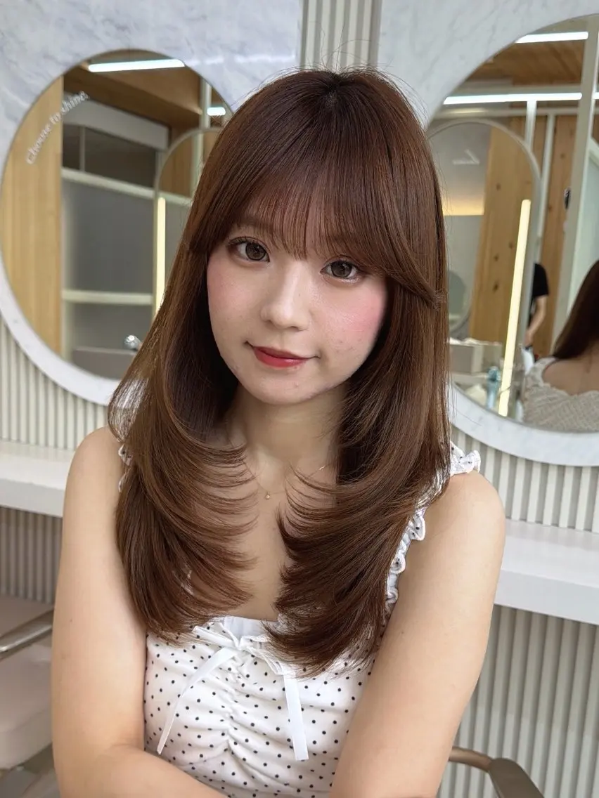 セミロング カット ヘアカラー トリートメント 顔周り/レイヤー/ 前髪/TAKUのヘアスタイル