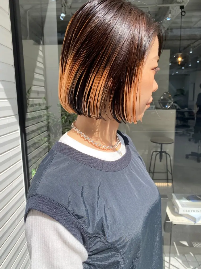 ショート カラー ブリーチ デザインカラー ダブルカラー ボブ -福岡博多筑紫口- 大津成美のヘアスタイル
