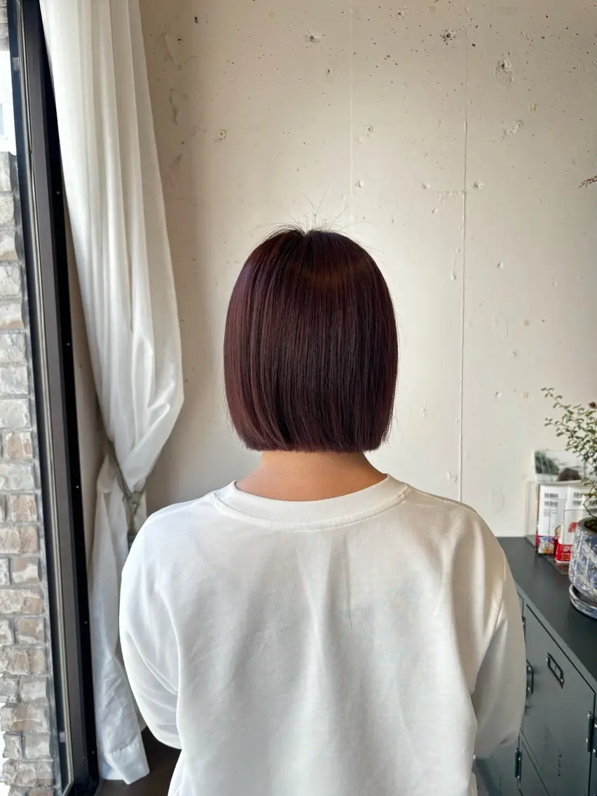 ショート カラー ボブ カット ヘアカラー 🍒サクラ🍒 /透明感カラー/艶髪のヘアスタイル