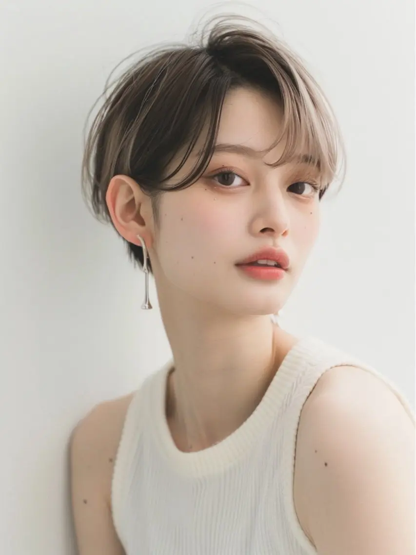 ショート カラー ワンレンボブ ショートボブ ベージュカラー ブリーチ ケアブリーチ 🥀髪質改善/ 透明感🥀ユイキのヘアスタイル