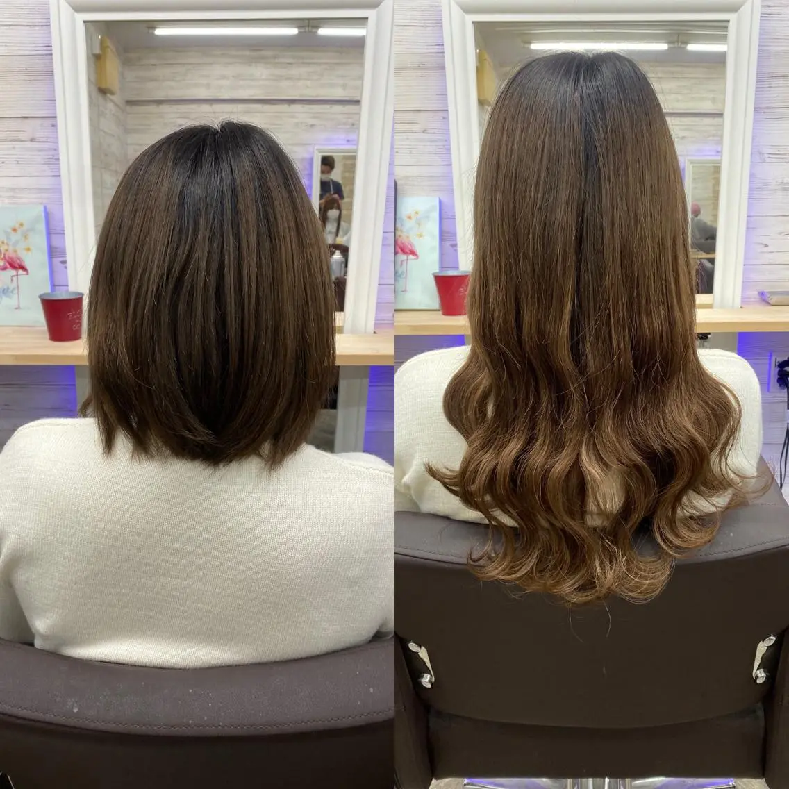 ロング カラー ヘアアレンジ アイブロウ ショートボブ 編み込みエクステ シールエクステ バレイヤージュ ベージュカラー FAAM Tsuneのヘアスタイル