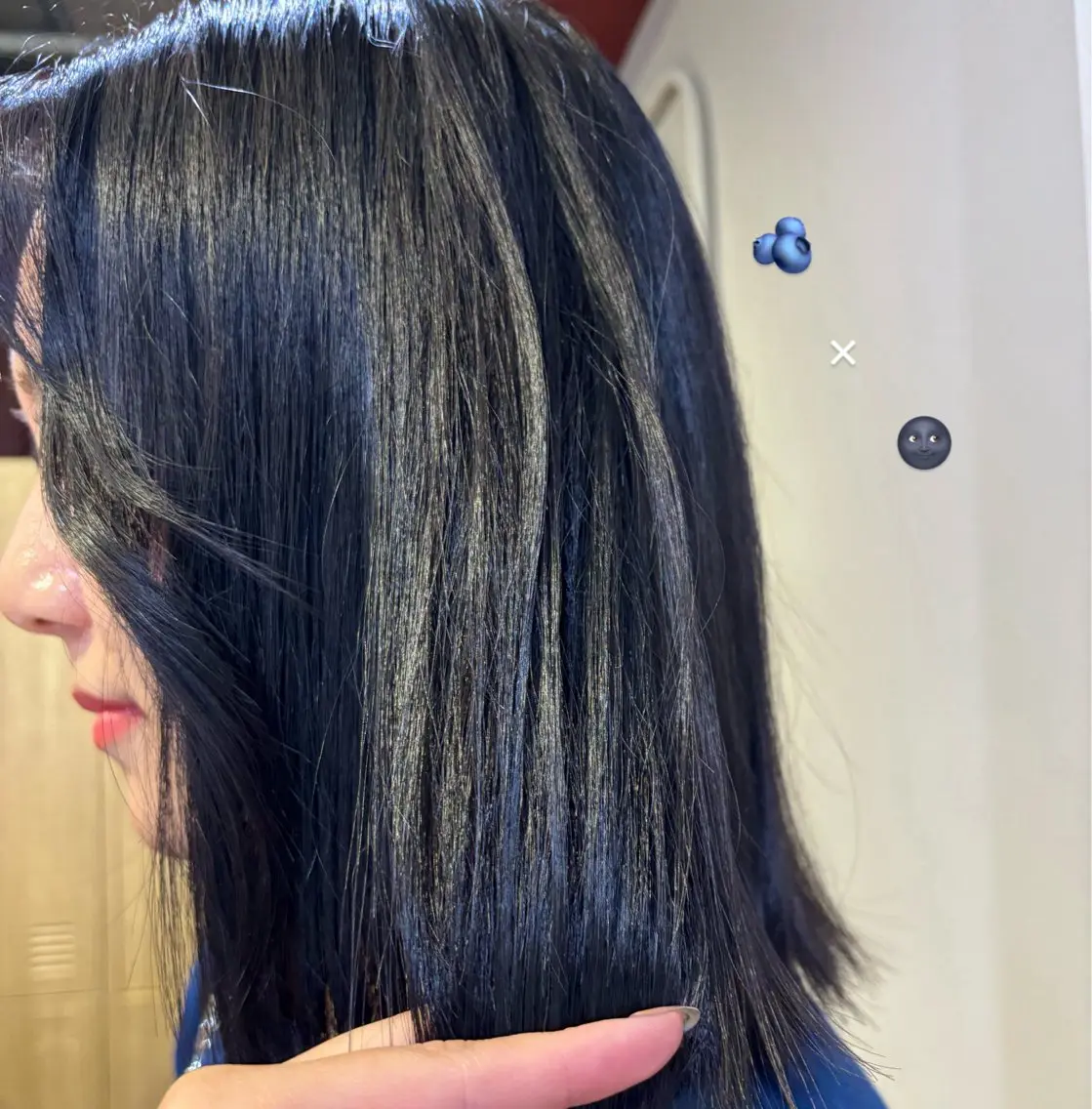 ミディアム カラー 黒髪 ブルーカラー ブルーブラック ヘアカラー トリートメント オリーブ🎶アッシュ グレージュちひろ🧸のヘアスタイル