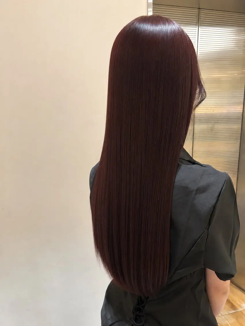 ロング カラー ブリーチ ボルドーカラー ブラウンカラー ダブルカラー ブリーチなしカラー カット ヘアカラー CLEO hair / shionのヘアスタイル