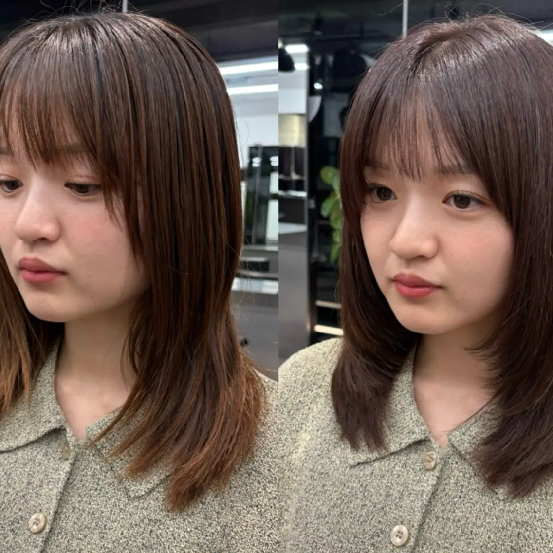 ミディアム 縮毛矯正 佐藤 芽依のヘアスタイル