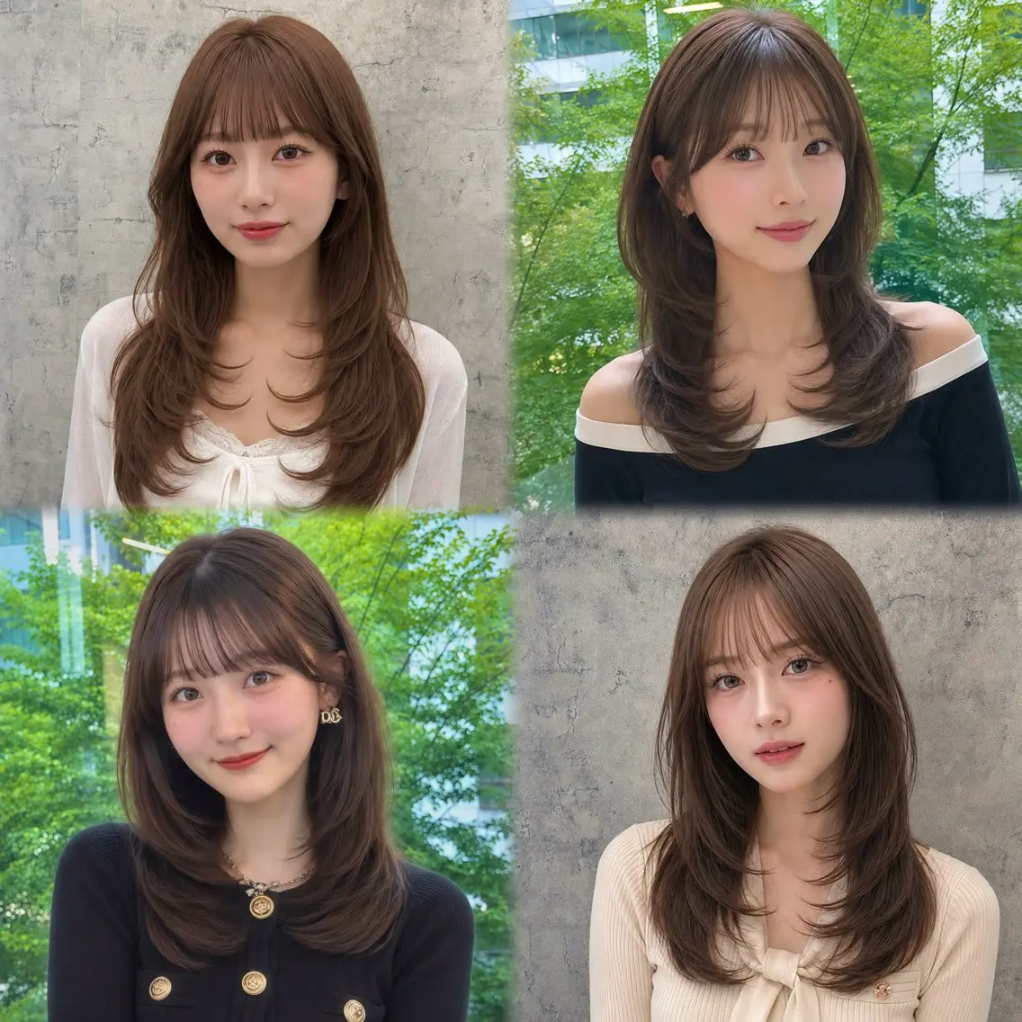 ロング カラー ボブ 髪質改善 レイヤーカット カット ヘアカラー トリートメント 💎小顔前髪＆髪質 改善カラー💎片桐のヘアスタイル