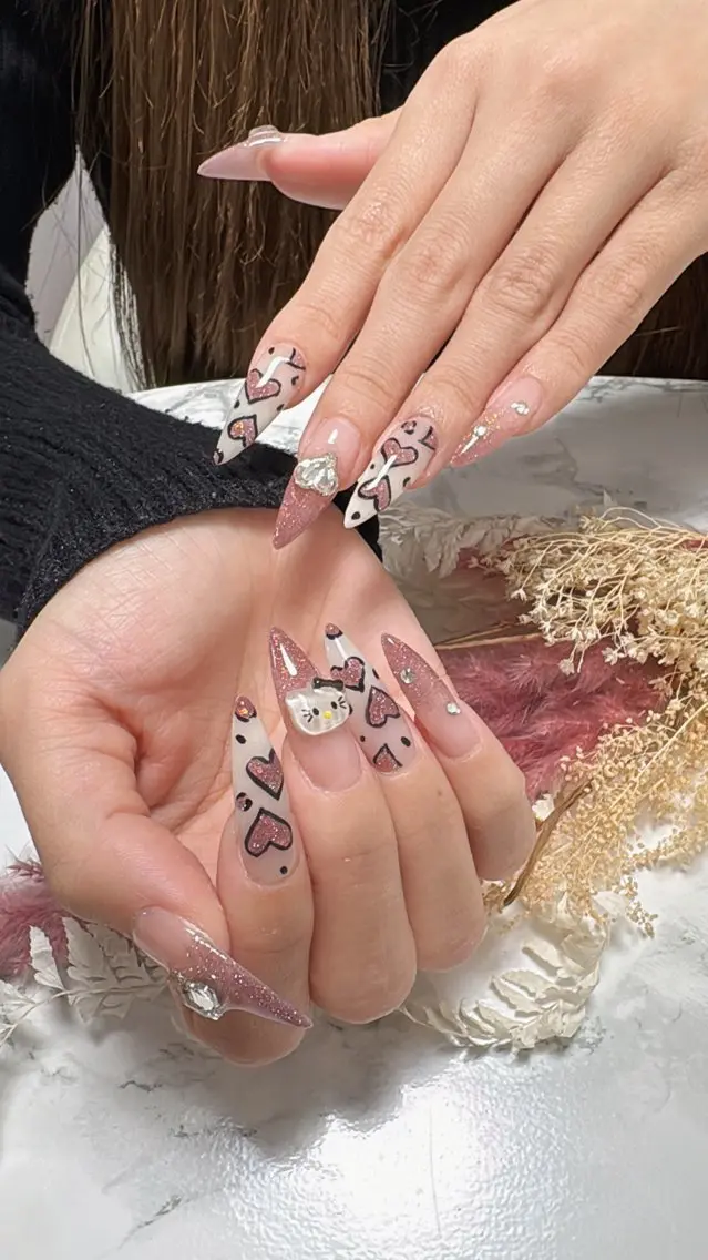 ネイル ハンドネイル はな💎ネイル ワンホン、長さ出しのネイルデザイン