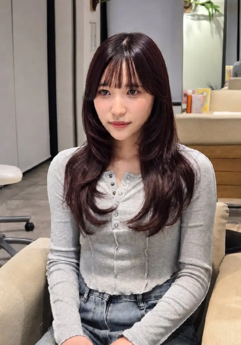 ロング ハッシュカット カット ヘアカラー トリートメント 佐々木 美玖のヘアスタイル