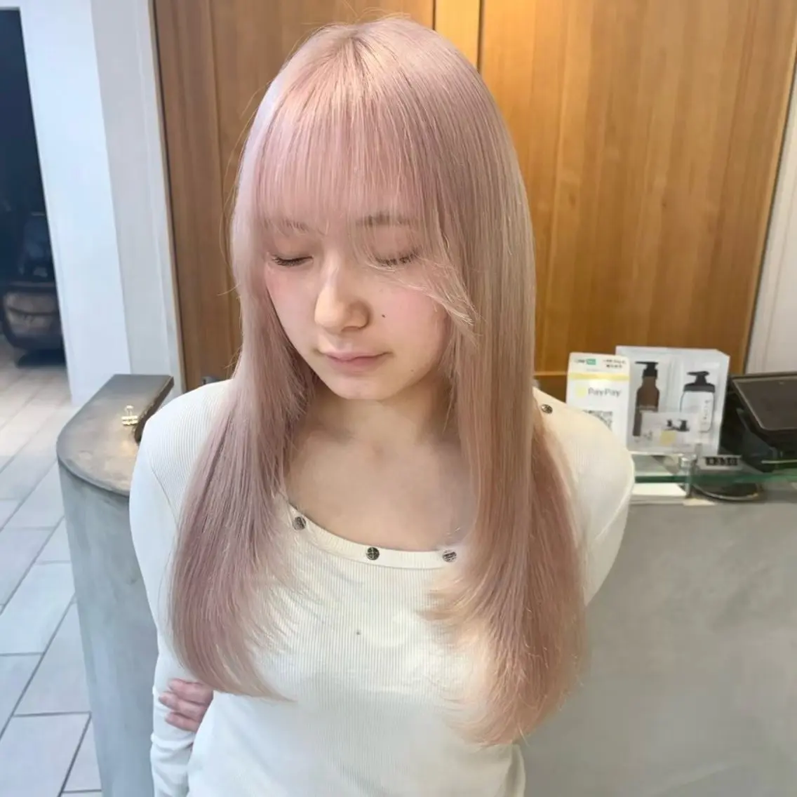 ロング カラー ベージュカラー 透明感カラー ピンクカラー ピンクベージュ ヘアカラー 🎀 RINKA🎀 艶カラーのヘアスタイル