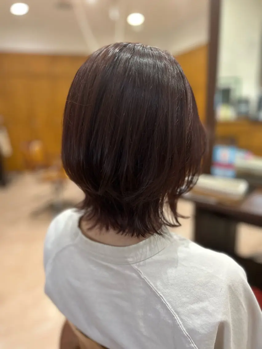 ミディアム ボブレイヤー ボブ レイヤーカット Freez オオヤブ カホのヘアスタイル