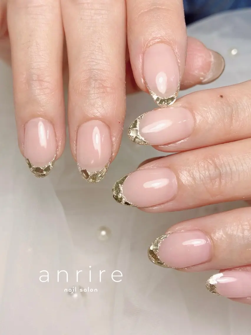 ネイル フレンチネイル ガラスフレンチ オフィスネイル シンプルネイル 夏ネイル ハンドネイル nailsalon anrireのネイルデザイン