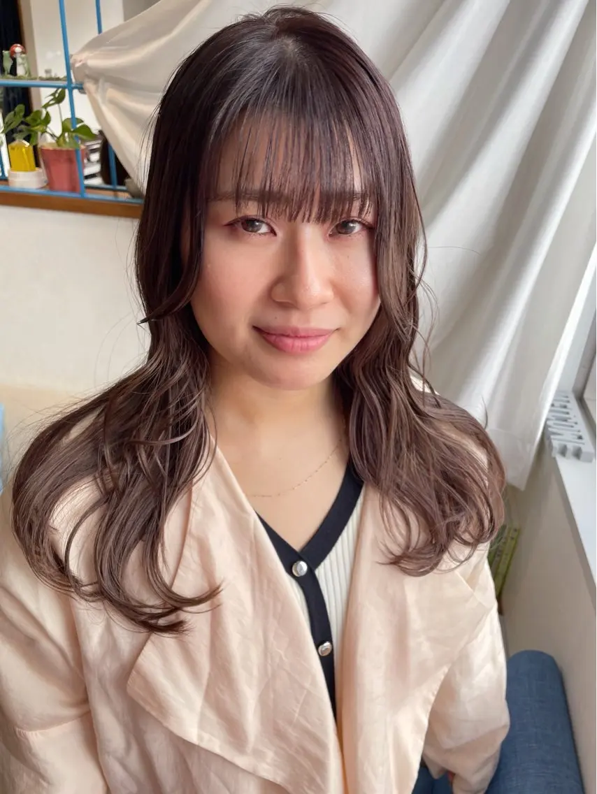 セミロング カラー ベージュカラー 黒髪 ブリーチ ダブルカラー ピンクカラー カット ヘアカラー トリートメント なつき/艶ピンク/ girly hairのヘアスタイル