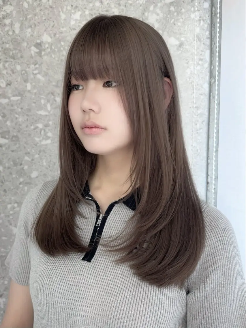 ロング カラー グレージュ ミルクティーグレージュ ヘアカラー トリートメント 失敗しないハイトーン ✨ミルクティー/ミワのヘアスタイル