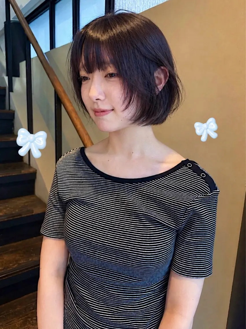 ミディアム ボブレイヤー ボブ レイヤーカット カット レイヤー / ボブ/ 艶カラー/sakiのヘアスタイル