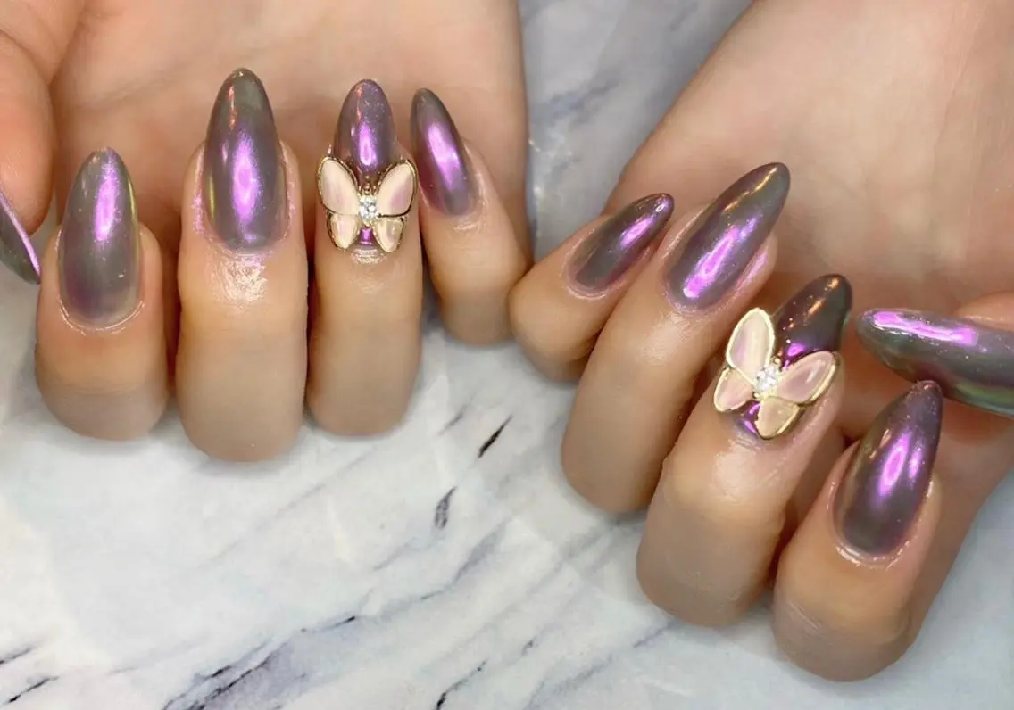 ネイル オーロラネイル ピンク Lino+ ネイル&よもぎ蒸しのネイルデザイン