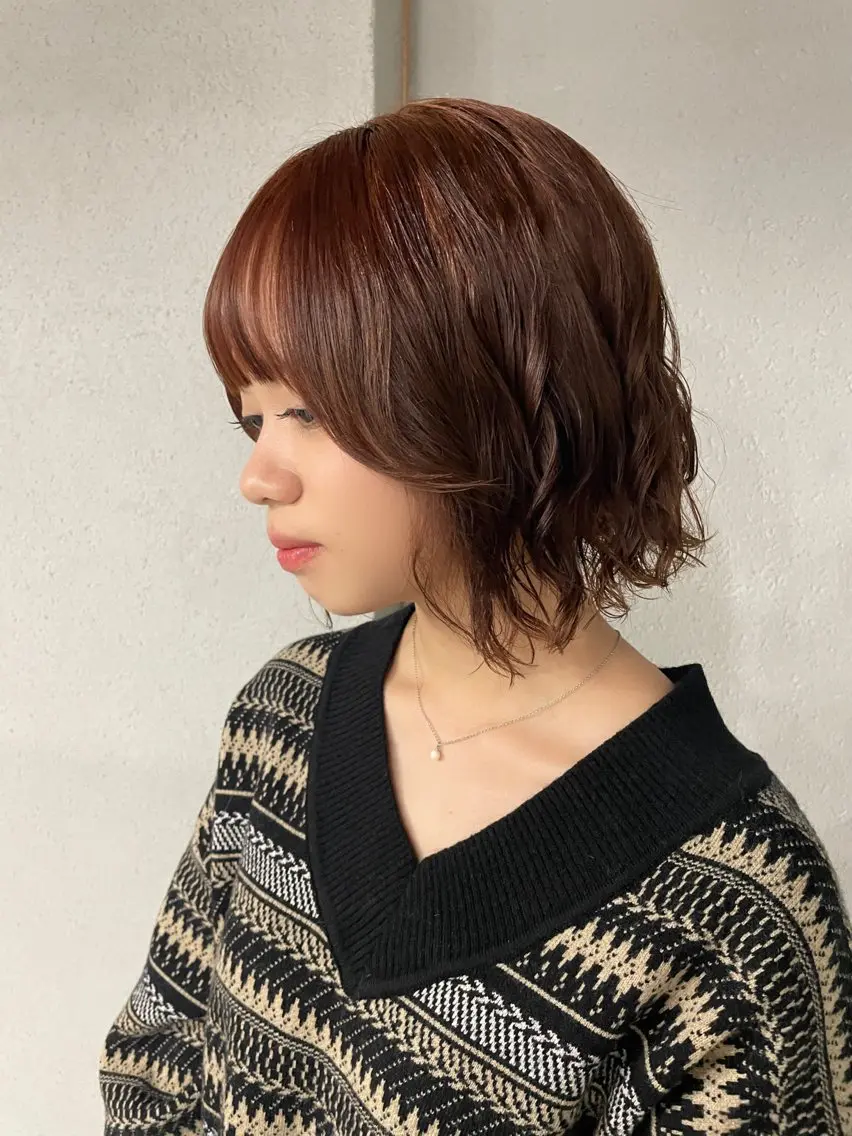 ミディアム カラー パーマ カット 表参道🌿赤み消し カラー/チナツのヘアスタイル