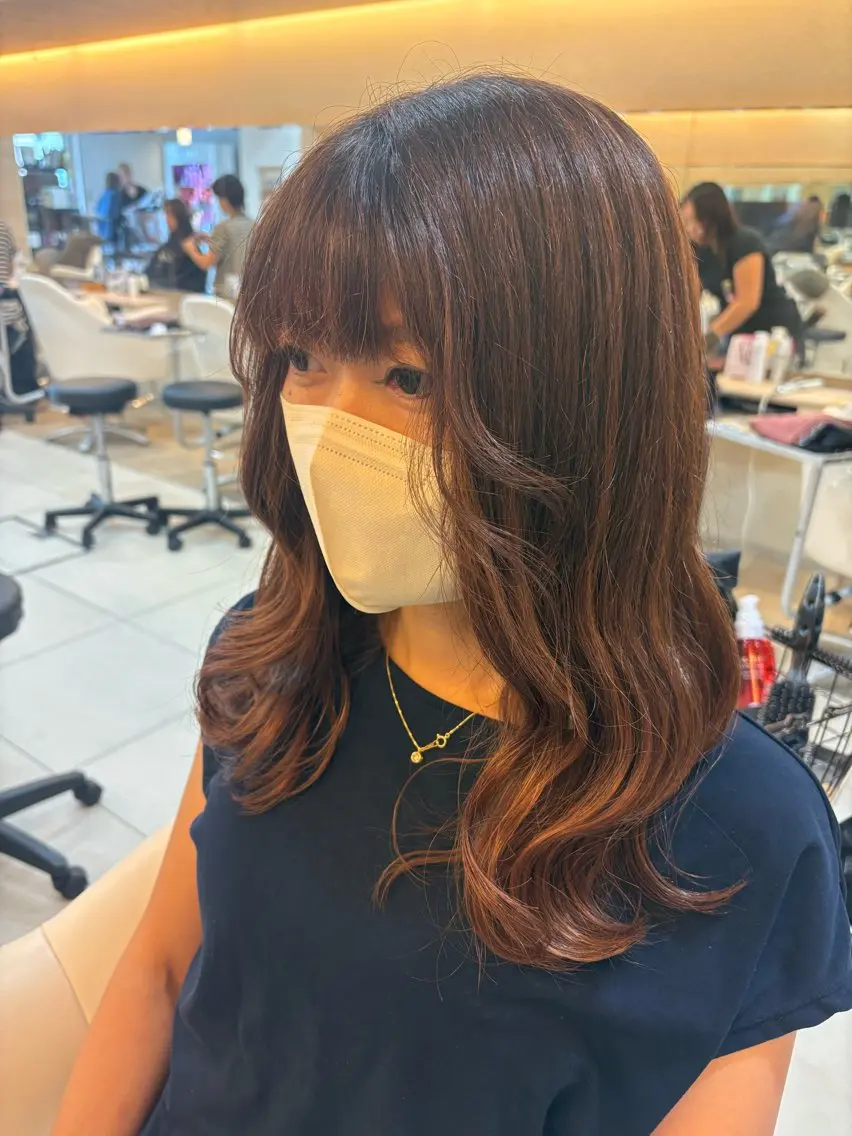 ロング カラー カット ヘアカラー 🌸韓国ヘア・ 艶カラー🎀安井🌸のヘアスタイル