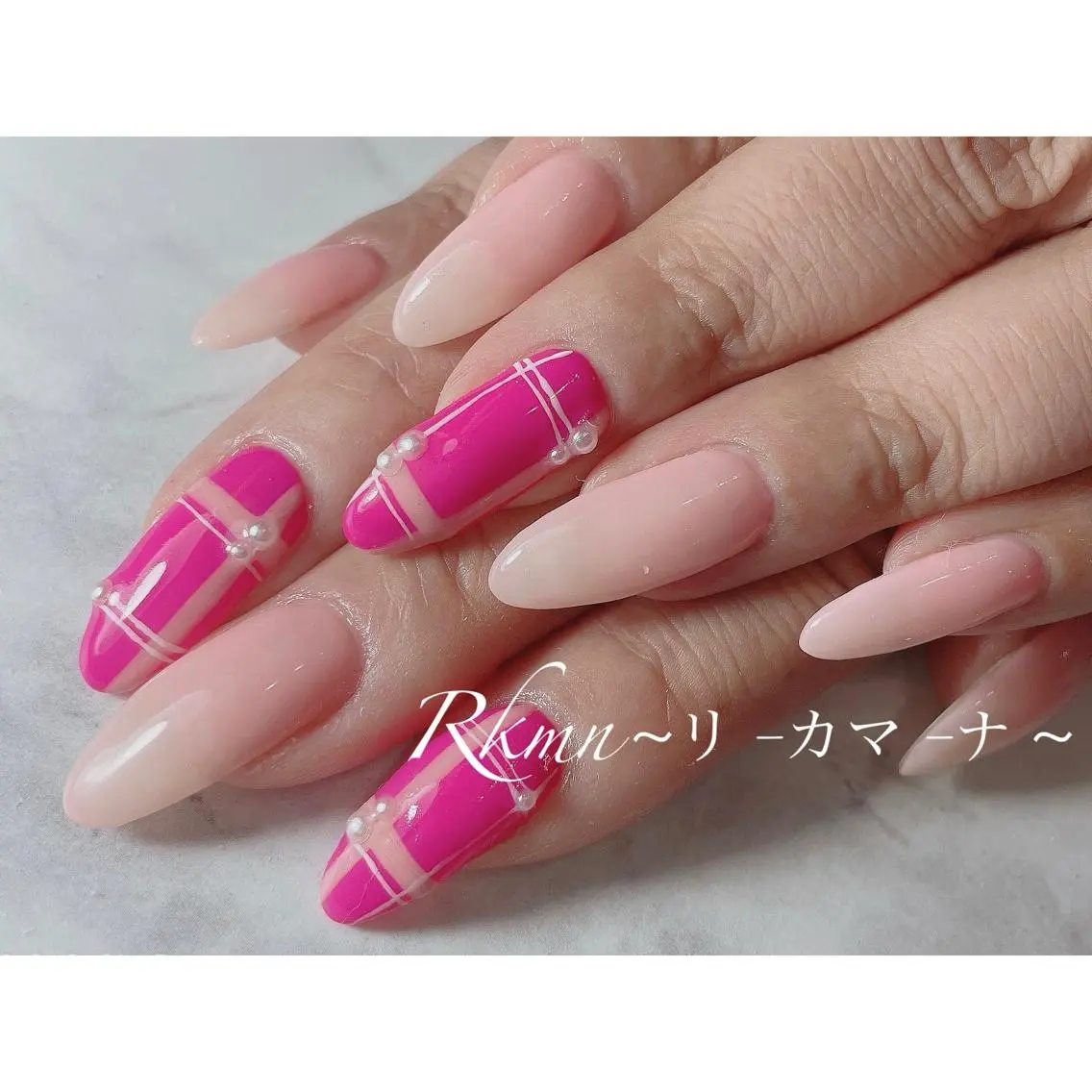 ネイル アートネイル ピンク ピンクベージュ 春ネイル ハンドネイル フットネイル ハンドケア Rkmn ~リ-カマ-ナ~のネイルデザイン