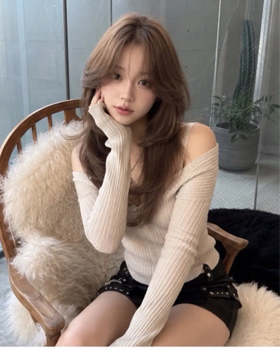 ロング 韓国風ヘア レイヤーカット 小顔カット pia 薬院のヘアスタイル