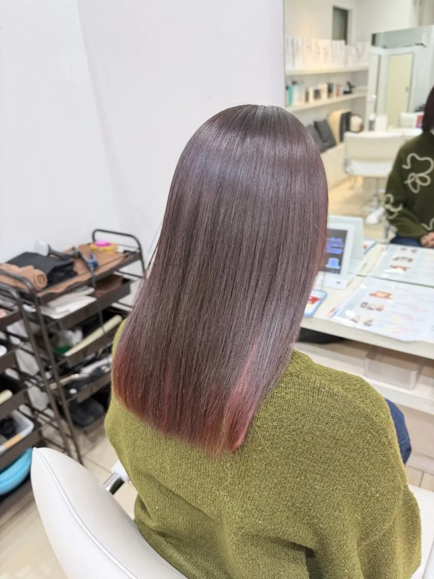 セミロング カラー インナーカラー ピンクカラー ヘアカラー 🤎ベージュカラー/ 髪質改善/山岸🤎のヘアスタイル