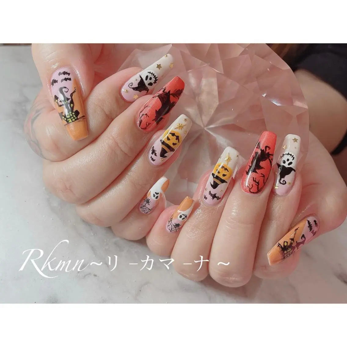 ネイル アートネイル ハロウィン 春ネイル ハンドネイル フットネイル ハンドケア Rkmn ~リ-カマ-ナ~のネイルデザイン