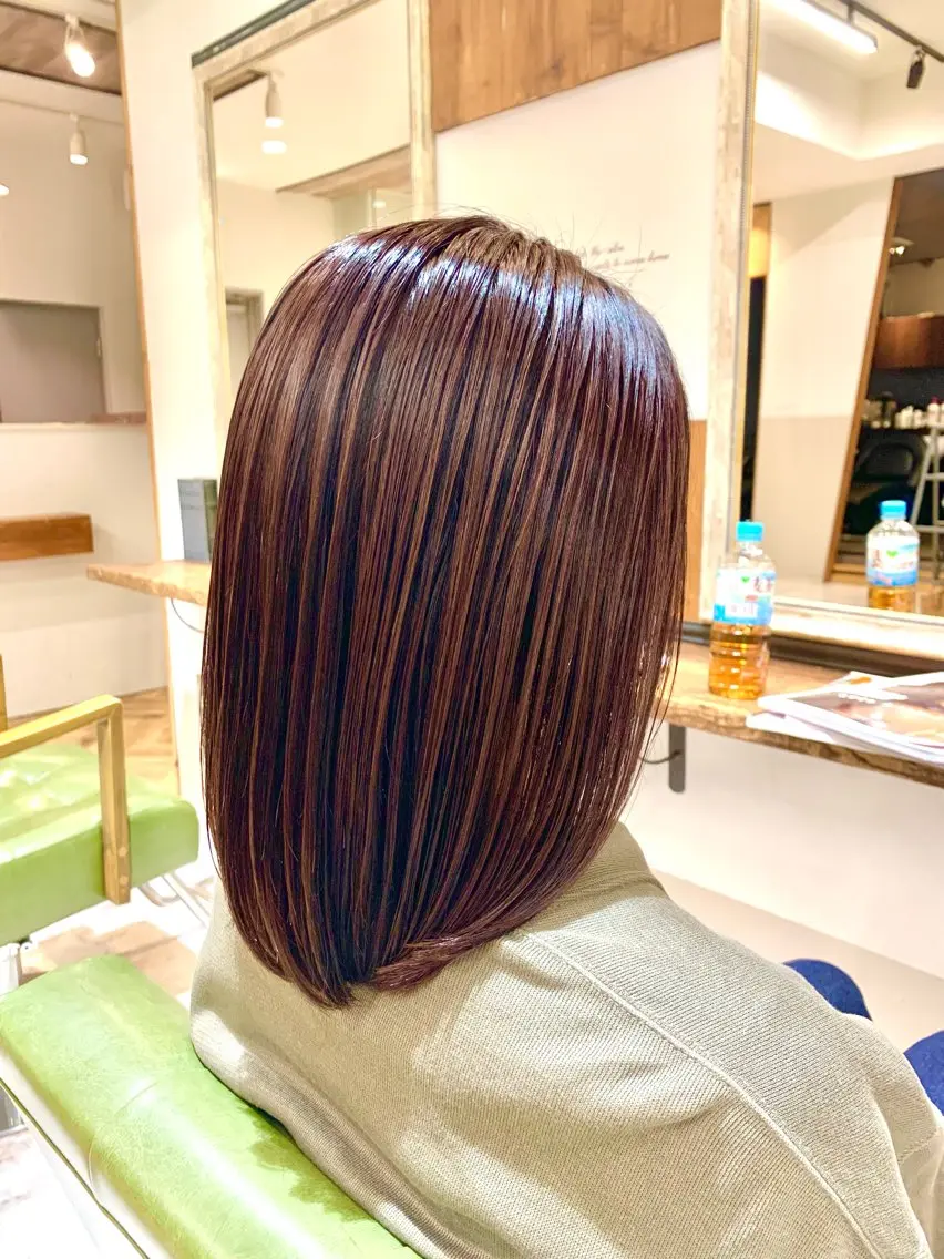 ミディアム カラー rinrin 天文館のヘアスタイル