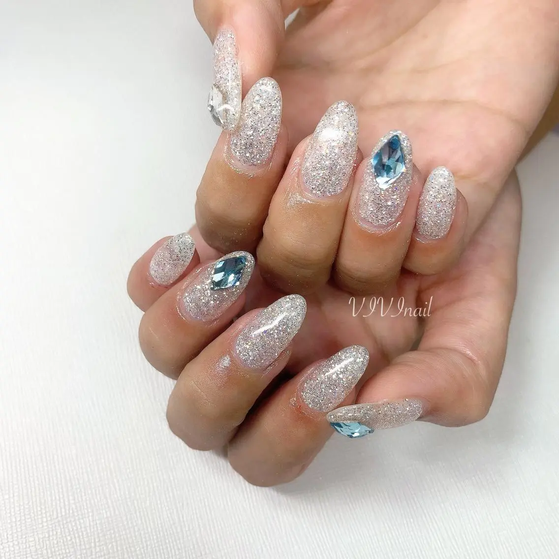 ネイル ブルー ハンドネイル vivi nailのネイルデザイン