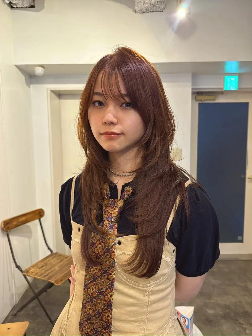 ロング カラー ベージュカラー ブリーチ ダブルカラー ブリーチなしカラー オレンジ カット ヘアカラー トリートメント 似合わせレイヤー カット/KANNAのヘアスタイル