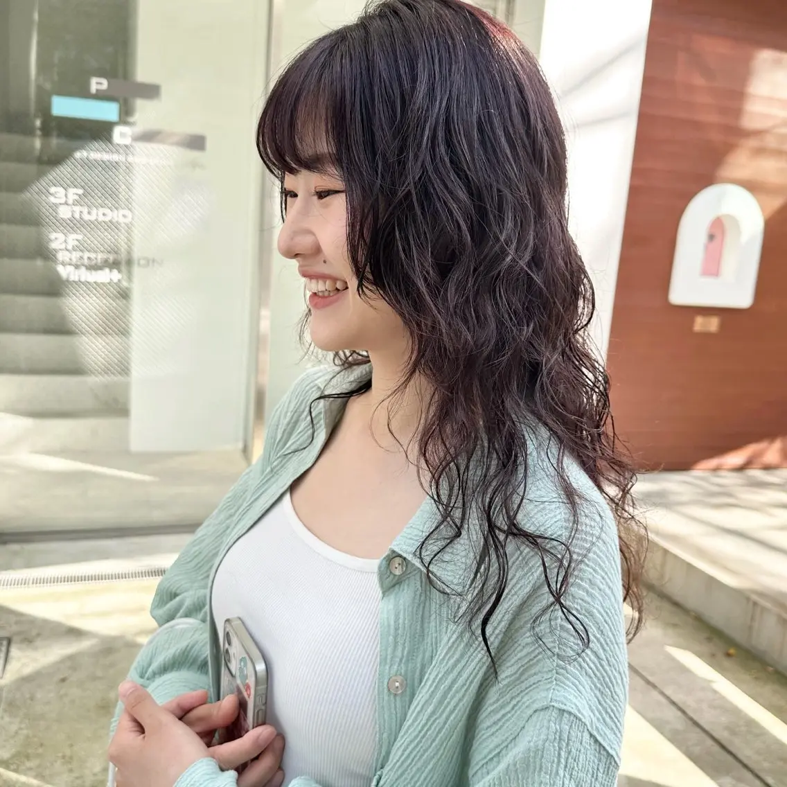 セミロング パーマ セミロングパーマ カット ヘアカラー ヘッドスパ 縮毛/透明感カラー Mariamu🫧のヘアスタイル