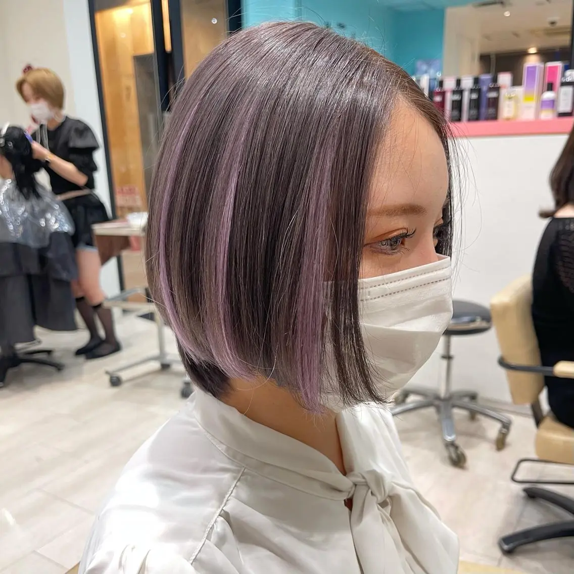 ショート カラー ラベンダーカラー エクステ エクステ インナーエクステ渋谷 🦋KAJIのヘアスタイル