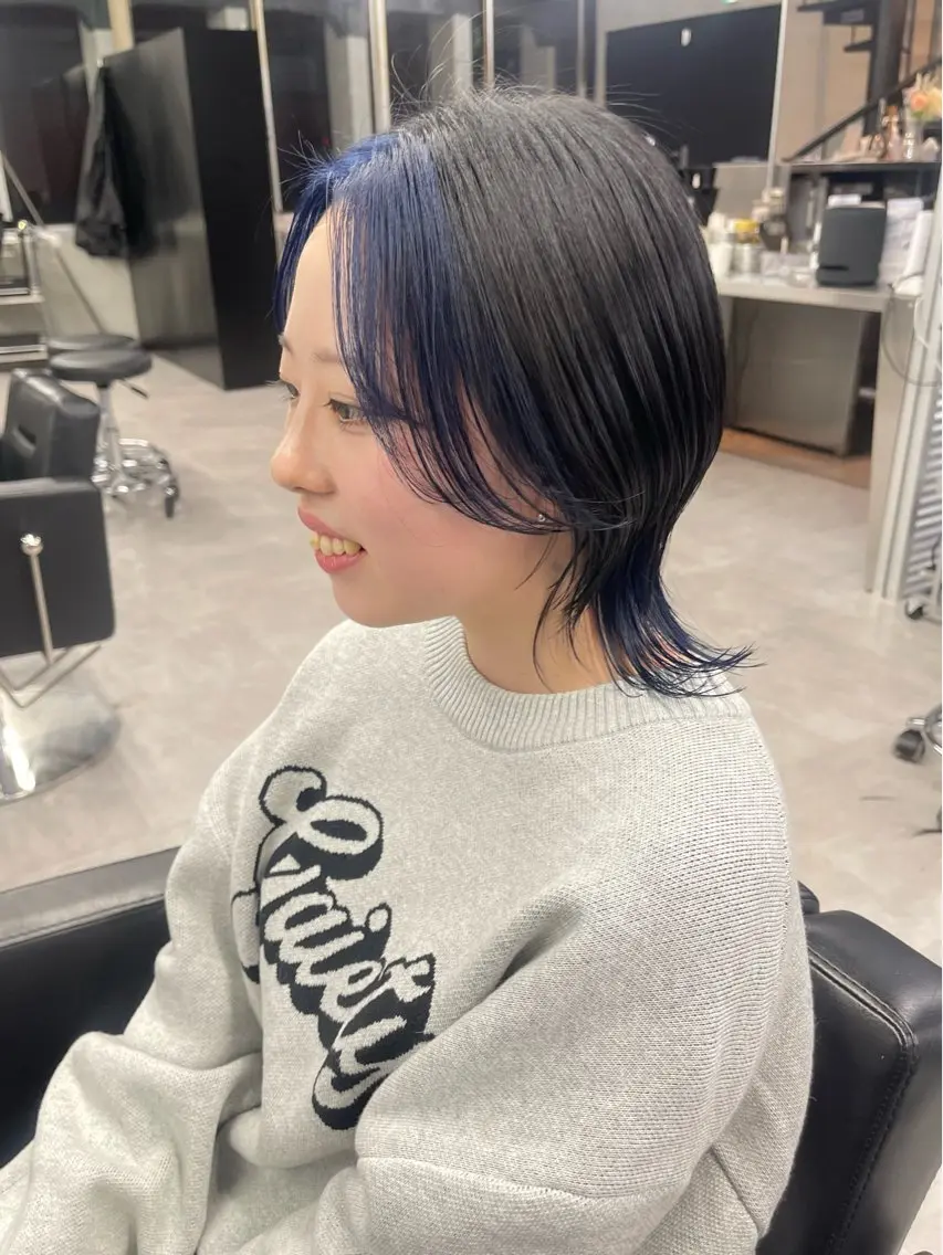 ショート ミストバング ウルフカット カット ヘアカラー 柏 ウルフ/レイヤー 田中佐和🐺のヘアスタイル