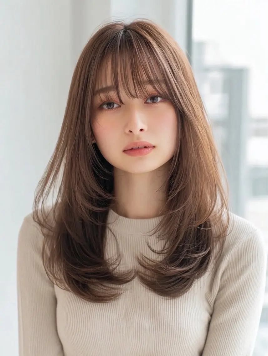 ロング 縮毛矯正 絶対綺麗な暖色カラー 🎯あります✨増渕✨のヘアスタイル