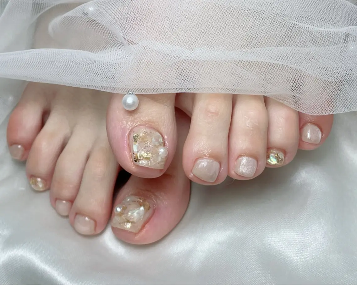 ネイル 氷ネイル・うるうるネイル ニュアンスネイル ハンドネイル salon  Lu ce6月残りわずかのネイルデザイン