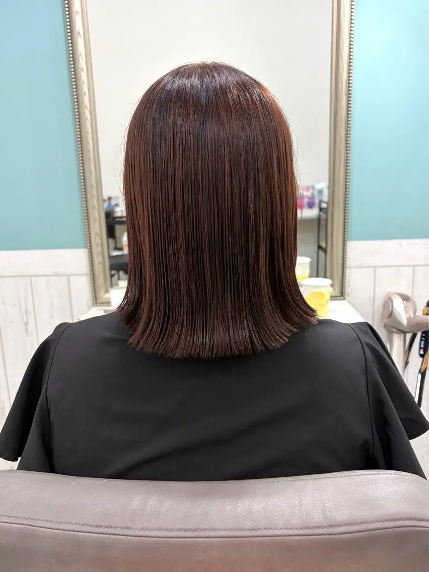 セミロング カラー 縮毛矯正 カット 縮毛矯正 よしだ まゆこのヘアスタイル