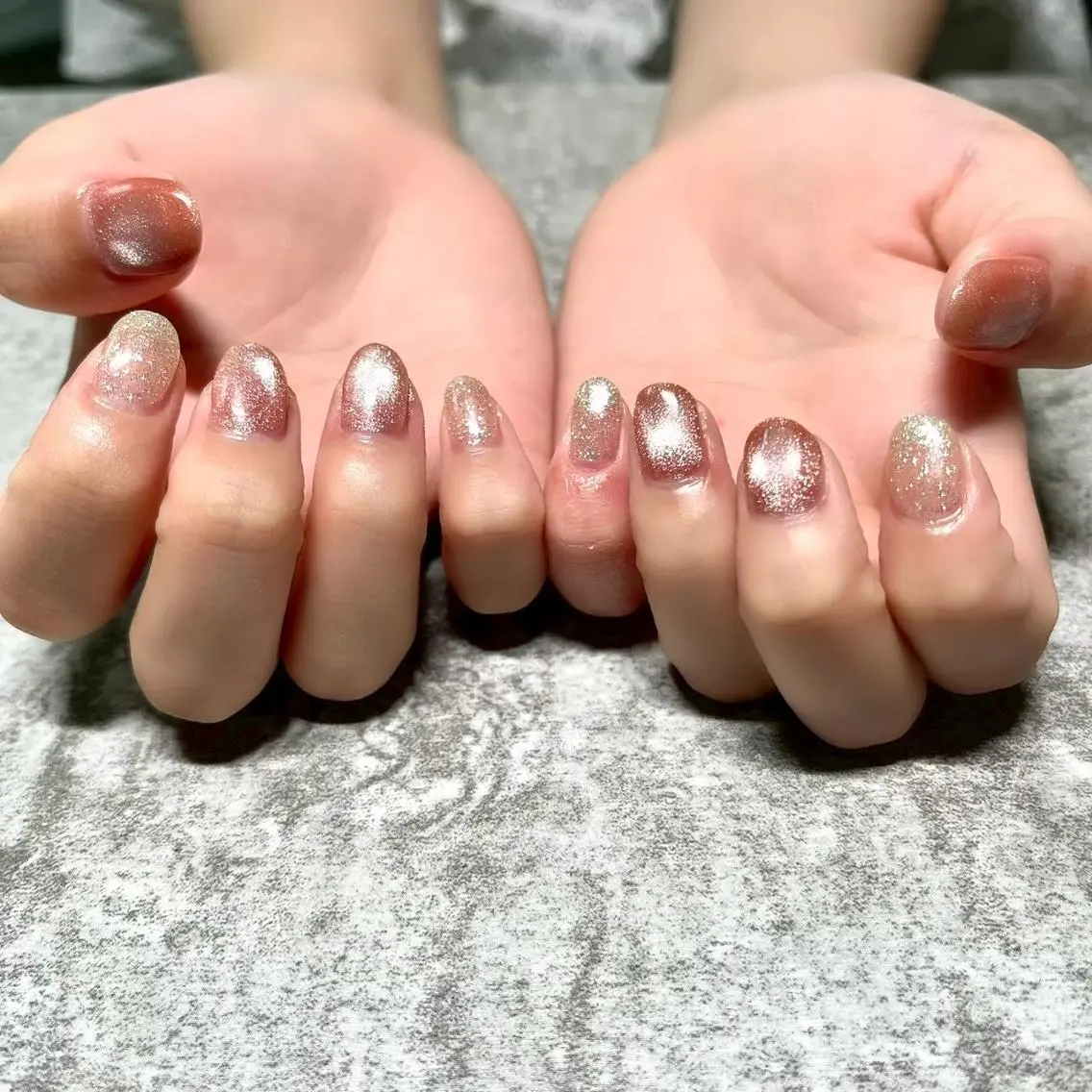 ネイル チークネイル 桜ネイル フラッシュネイル フレンチネイル ジェルネイル ハンドネイル パラジェルフィルイン マグネット/倉持のネイルデザイン