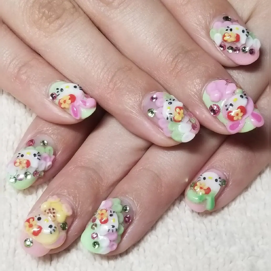 ネイル イースター グリーン パステルネイル ピンク ハンドネイル よしだ ひろきのネイルデザイン