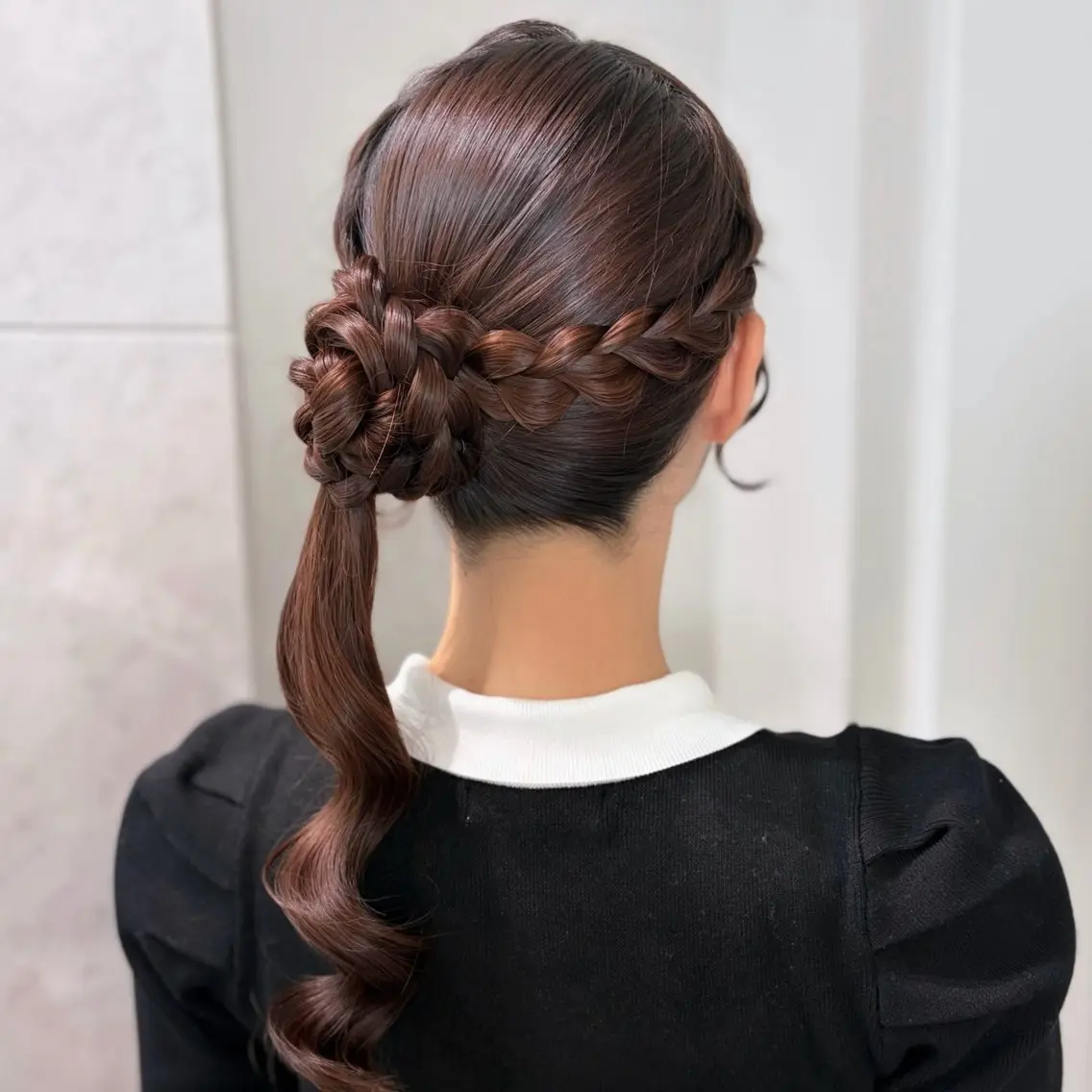 ロング ヘアアレンジ お団子ヘア ヘアセット ヘアメ🎀暖色カラー /Fuka⟡.·のヘアスタイル